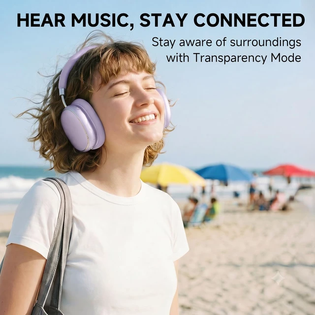 Alt view image 2 of 7 - Hybrid Active Noise Cancelling Headphones Over Ear 120H Playtime Smart Knob, Bluetooth 6.0 Wireless, Customize EQ, Transparency Mode, Hi-Res Audio, NC95, Silky Matte Finish, Travel/Workout
