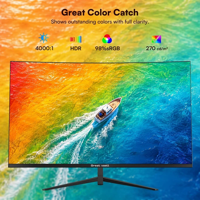 Alt view image 4 of 7 - 27 Inch Curved Monitor, 120Hz FHD 1080P, 1800R VA panel, 99% sRGB, 4000:1 contrast, HDR10, eye-care, HDMI/VGA, Game Mode, and VESA support for work and light gaming
