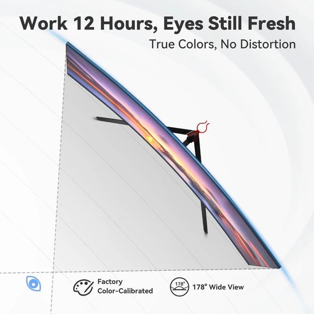 Alt view image 6 of 7 - 27 Inch Curved Monitor, 120Hz FHD 1080P, 1800R VA panel, 99% sRGB, 4000:1 contrast, HDR10, eye-care, HDMI/VGA, Game Mode, and VESA support for work and light gaming
