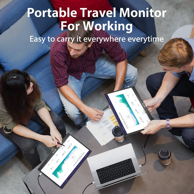 Alt view image 2 of 7 - Portable Monitor 15.6'' 1080P Laptop Monitor for Laptop w/Smart Cover K3-2 Travel Monitor FHD IPS Computer Monitor for Landscape & Portrait, HDR External Monitor w/Speaker for PC MAC Phone Gaming