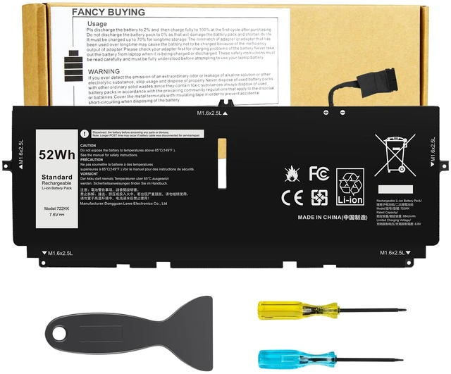 Main image of 52Wh 722KK FP86V Laptop Battery for Dell XPS 13 9300 XPS 13 9310 XPS 13 9380 P117G P117G002 P117G001 Series Notebook 0WN0N0 WN0N0 02XXFW 2XXFW