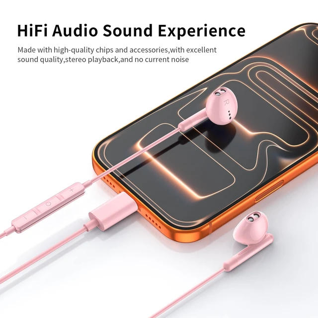 Alt view image 4 of 7 - USB C Headphones for iPhone 18 17 16 15 Pro Max Plus iPad Pro USB C Earphones with Microphone Volume Control USB C Wired Earbuds USB Type C Earphone for Google Pixel 9 Samsung S26 S25 S24 S23 S22 A55