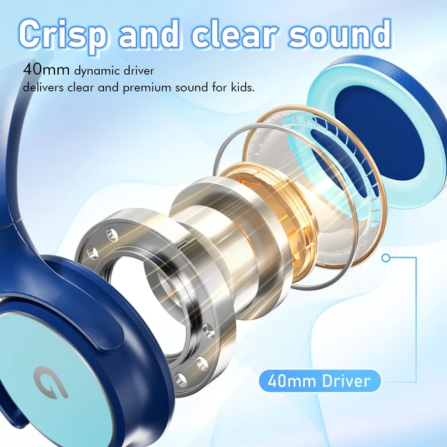 Alt view image 3 of 7 - Kids Headphones with Safe 85dB/94dB Volume Limiter for Child/Teens, Foldable HD Stereo Sound Headset for Kindle Kids/fire Tablet/iPad/Laptop, Headphones with Microphone