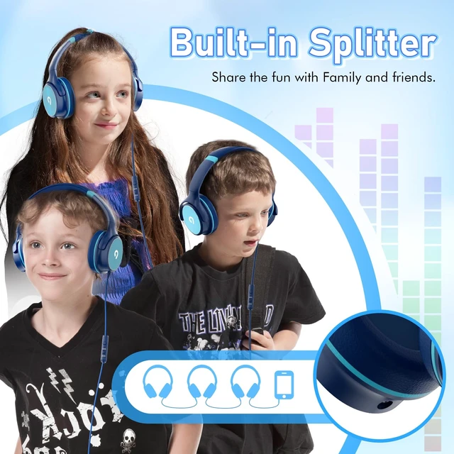 Alt view image 4 of 7 - Kids Headphones with Safe 85dB/94dB Volume Limiter for Child/Teens, Foldable HD Stereo Sound Headset for Kindle Kids/fire Tablet/iPad/Laptop, Headphones with Microphone
