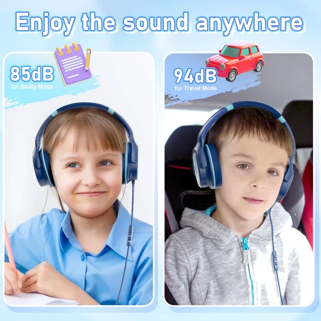 Alt view image 6 of 7 - Kids Headphones with Safe 85dB/94dB Volume Limiter for Child/Teens, Foldable HD Stereo Sound Headset for Kindle Kids/fire Tablet/iPad/Laptop, Headphones with Microphone