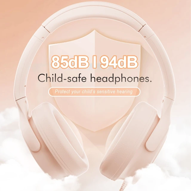 Alt view image 2 of 7 - Kids Headphones with Cord-3.5mm Jack 85/94dB Safe Volume Control Built-in Microphone On-Ear Headphones for Kids/Teens/School/Travel/3.5mm Devices (Beige)