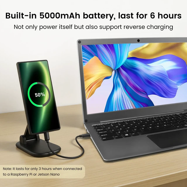 Alt view image 6 of 7 - 14 Inch Portable Monitor with Keyboard with RPi5 & Jetson Adapters 1080P Lapdock Display with Built-in Battery Compatible with Raspberry Pi, PC, Phone, Mac, Game Console