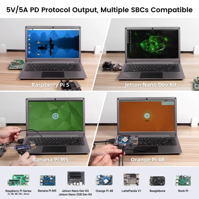 Alt view image 7 of 7 - 14 Inch Portable Monitor with Keyboard with RPi5 & Jetson Adapters 1080P Lapdock Display with Built-in Battery Compatible with Raspberry Pi, PC, Phone, Mac, Game Console