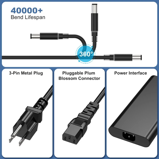 Alt view image 3 of 6 - 240W 180W Laptop Charger for Dell Alienware 13 15 17 R1 R2 R3 R4 X51 M17 M15 M17X M18X,Dell Precision 17 7710 7730 7670 7780 7770 M6500 M6700 M6800 Computer AC Adapter Power Cord