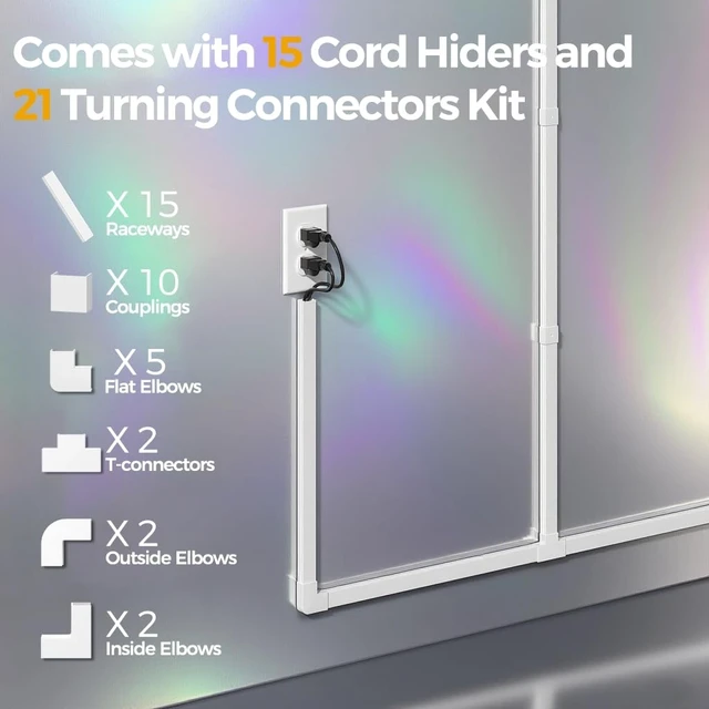 Alt view image 3 of 7 - 212.6in Cord Hider Kit, Cord Covers for 2-4 Wires on Wall, Self-Adhesive Cable Hider Wire Covers for Cords on Wall, Paintable Cord Hider for Walls Mount Tv, Cable Cover Raceway, W0.95 H0.55in, White