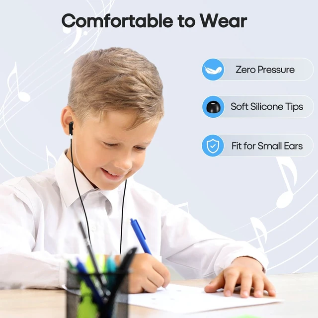 Alt view image 4 of 7 - 200-Pack Kids Bulk Earbuds for Classroom School, Individually Bagged Wired Headphones for Students, School Earphones for State Testing, Audiometer Exams, in-Ear for Computer Chromebook (Black)