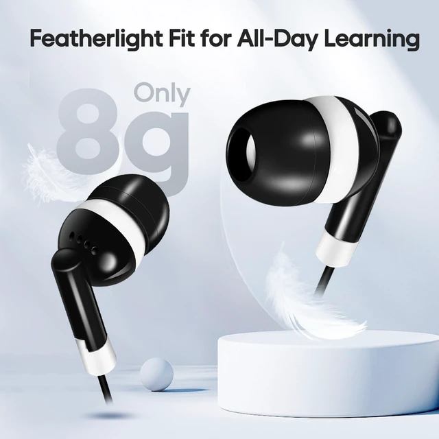 Alt view image 5 of 7 - 200-Pack Kids Bulk Earbuds for Classroom School, Individually Bagged Wired Headphones for Students, School Earphones for State Testing, Audiometer Exams, in-Ear for Computer Chromebook (Black)