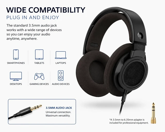 Alt view image 6 of 6 - Open-Back Stereo Headphones, 50mm Neodymium Drivers, Hi-Fi Studio Monitor Headphones with Wide Soundstage, Over-Ear Audiophile Professional Grade, for Music, Podcasts & Home Listening