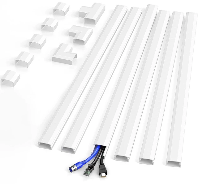 Main image of Cord Hider Wall, Cord Covers for 2-3 Wires, Easy Set up Cable Hider Wire Covers for Cords on Wall, Self-Adhesive Wire Hiders for TV on Wall, Cable Cover Management Kit, W1.0 H0.53in, White
