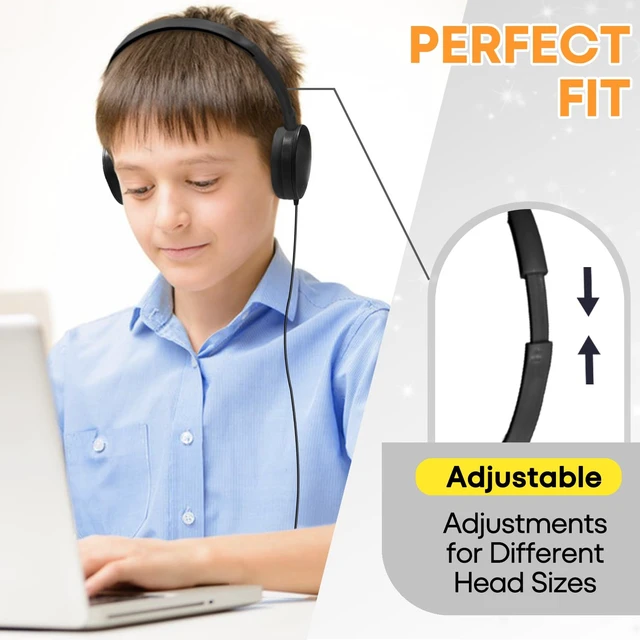Alt view image 4 of 7 - Classroom Headphones Bulk 100 Pack for School Kids K-12,Wholesale Durable Earphones Class Set for Students Children Teens Adults, Airplane and Hospiital (HY104,Black)