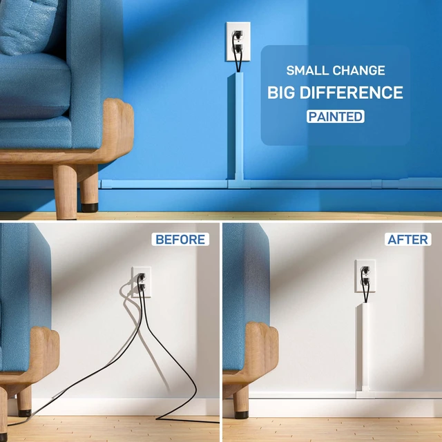 Alt view image 4 of 7 - Cord Hider Wall, Cord Covers for 2-3 Wires, Easy Set up Cable Hider Wire Covers for Cords on Wall, Self-Adhesive Wire Hiders for TV on Wall, Cable Cover Management Kit, W1.0 H0.53in, White