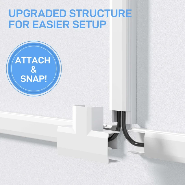 Alt view image 5 of 7 - Cord Hider Wall, Cord Covers for 2-3 Wires, Easy Set up Cable Hider Wire Covers for Cords on Wall, Self-Adhesive Wire Hiders for TV on Wall, Cable Cover Management Kit, W1.0 H0.53in, White