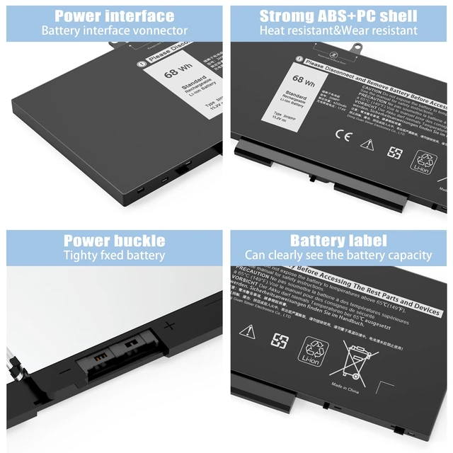 Alt view image 7 of 7 - 68Wh 3HWPP Laptop Battery Replacement for Dell Latitude 5410 5510 5401 5411 5501 5511 Precision 3541 3551, Inspiron 7706 2-in-1, 17 7500/7506 2-in-1 Black 10X1J N2NLL 1VY7F 451-BCMN 15.2V