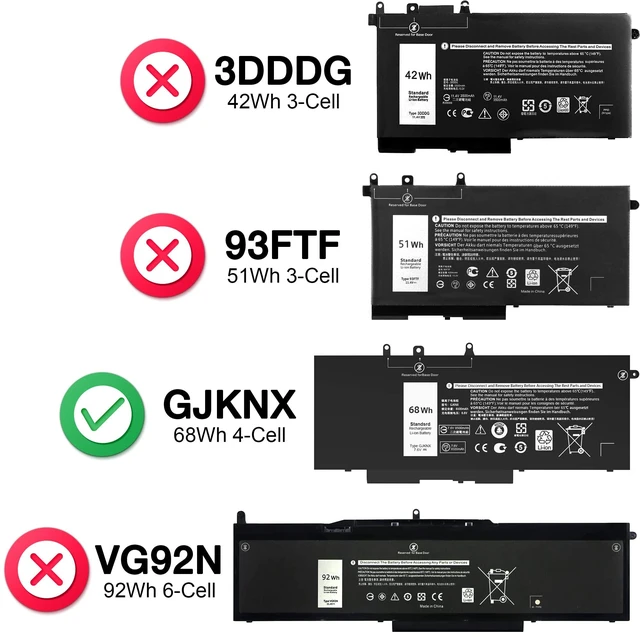Alt view image 5 of 7 - 68WH GJKNX Battery Replacement for Dell Latitude 5480 5580 5490 5590 5280 5288 5488 5591 5491 5495 E5480 E5580 E5490 E5590 Precision 15 3520 3530 Series GD1JP DY9NT 5YHR4 451-BBZG 7.6V