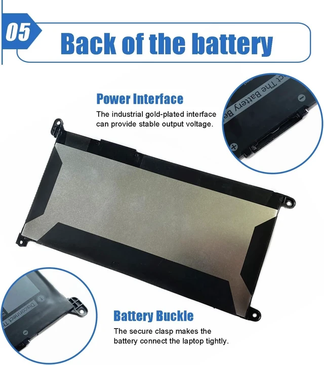 Alt view image 6 of 6 - 42Wh JPFMR laptop Battery Replacement for Dell Chromebook 3400 3100 2-in-1 For Chromebook 5488 5493 5593 Series, 0JPFMR 7T0D3 07T0D3 7MT0R 7MTOR 16DPH 65N6H DN33X RDNP5, 11.4V 3500mAh