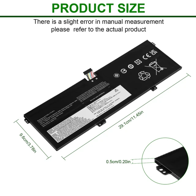Alt view image 2 of 7 - 60Wh L17C4PH1 Laptop Battery for Lenovo Yoga 7 Pro Pro-13IKB C930 C930-13IKB C930-131KB 930-13IKB-81EQ 81C4 81EQ 5B10Q82425 5B10Q82426 5B10Q82427 C930-13IK C930-13IKB L17M4PH1 L17M4PH2 L17L4PH2