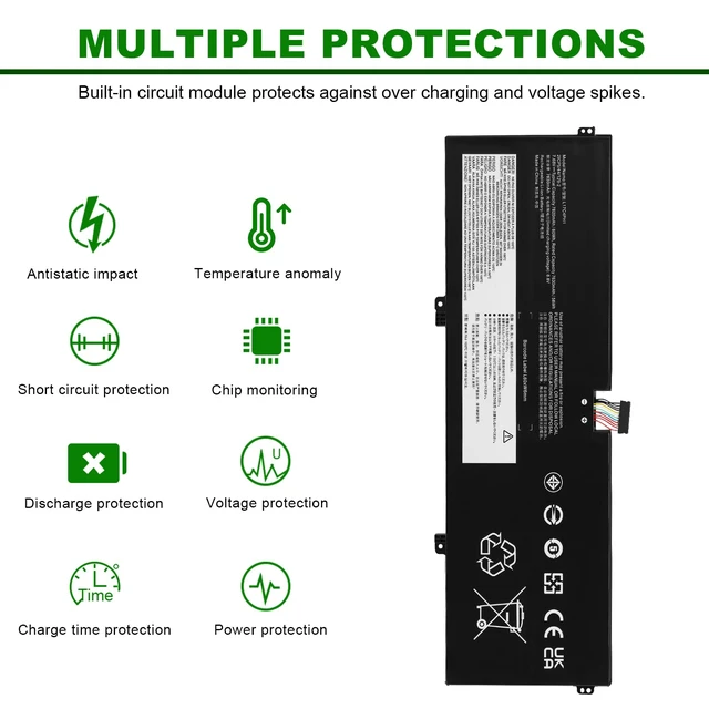 Alt view image 4 of 7 - 60Wh L17C4PH1 Laptop Battery for Lenovo Yoga 7 Pro Pro-13IKB C930 C930-13IKB C930-131KB 930-13IKB-81EQ 81C4 81EQ 5B10Q82425 5B10Q82426 5B10Q82427 C930-13IK C930-13IKB L17M4PH1 L17M4PH2 L17L4PH2
