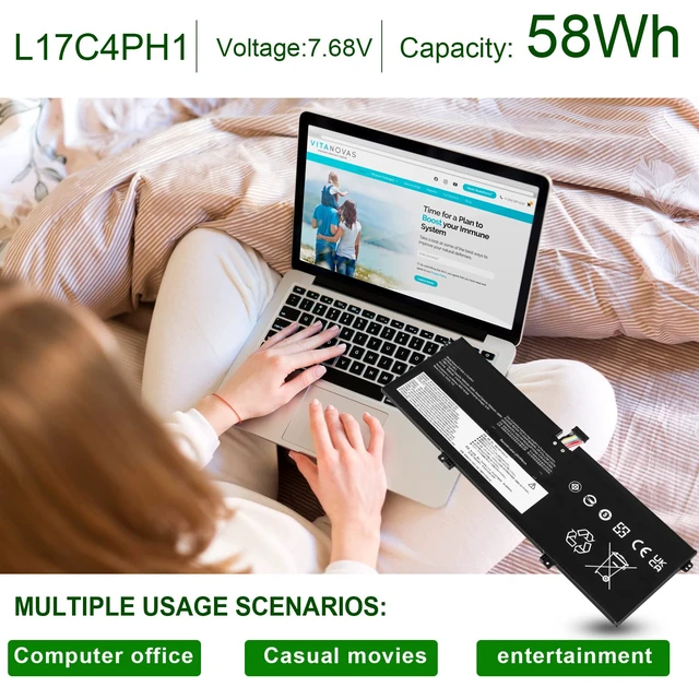 Alt view image 6 of 7 - 60Wh L17C4PH1 Laptop Battery for Lenovo Yoga 7 Pro Pro-13IKB C930 C930-13IKB C930-131KB 930-13IKB-81EQ 81C4 81EQ 5B10Q82425 5B10Q82426 5B10Q82427 C930-13IK C930-13IKB L17M4PH1 L17M4PH2 L17L4PH2