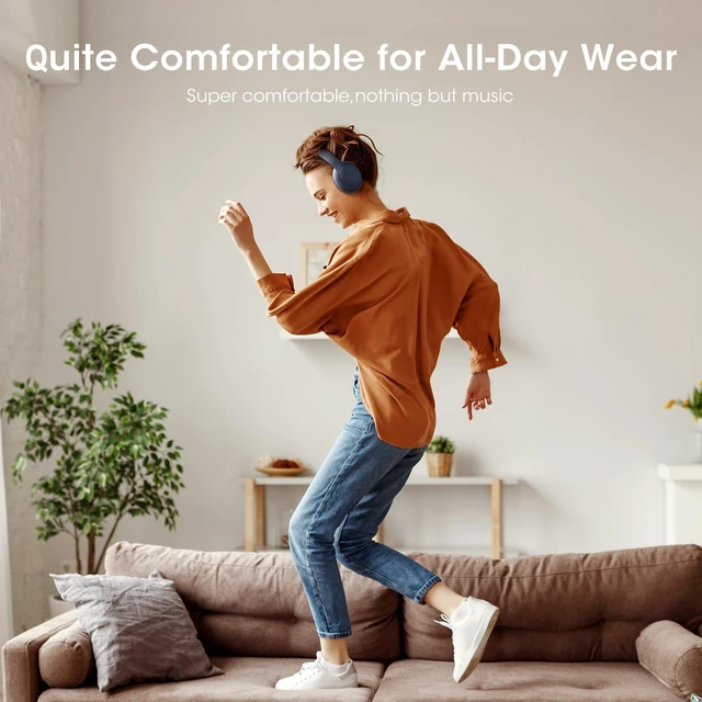 Alt view image 7 of 7 - Wireless Headphones Over Ear, Bluetooth Headphones, APP Control 90H Playtime, 9 EQ Mode, BT5.4, Hifi Stereo Sound Headphones Wireless, ENC Mic, Foldable, for Travel Work Study, Navy Blue