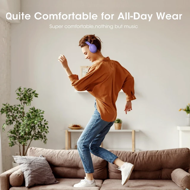 Alt view image 5 of 7 - Bluetooth Headphones Over Ear, Headphones Wireless with 90H Playtime 3 EQ Modes, Bluetooth 5.3 Wireless Headphones with Hifi Stereo Sound, ENC Mic, Foldable for Travel Work Study Phone PC, Lilac