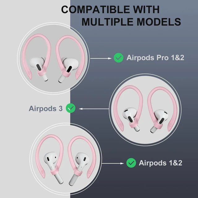 Alt view image 6 of 6 - 2 Pairs Ear Hooks for AirPods 5 Pro 2 1 AirPod 4-1, Pink Upgraded Anti Slip Sports Clip Hooks, Full Button Access, Friendly to Glasses Wearers, Comfortable, Easy Install & Take off