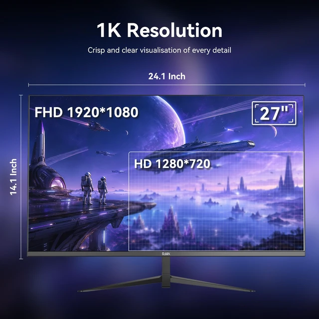 Alt view image 3 of 6 - 27 Inch Gaming Computer Monitor 240Hz FHD 1080P, 99% sRGB, 1ms MPRT IPS, 300cd/m², AMD FreeSync, Crosshair & Eye-Care Tech, HDMI 2.0, DP 1.4, Supports Wall-Mounted