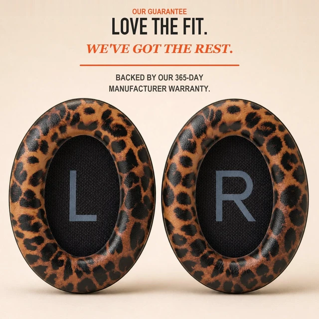 Alt view image 6 of 7 - PadZ QC45 - Earpads for Bose QuietComfort 45, QC SE & QC Wireless Made by Wicked Cushions Extra Thick Cushions, Premium Durable Stitching Leopard