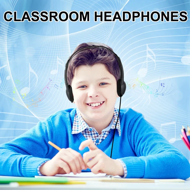 Alt view image 5 of 7 - 50 Packs Classroom Headphones Bulk for School Students Kids Children Toddler Boys Girls Teens and Adult, Wholesale Disposable Earphones (50 Black)