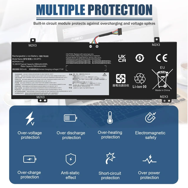 Alt view image 4 of 7 - L18C4PF3 Laptop Battery for Lenovo ideapad C340-14API C340-14IML C340-14IWL S540-14API S540-14IML S540-14IWL Flex-14IML Flex-14IWL Flex-14API L18M4PF3 L18M4PF4 L18C4PF4 81SS000DUS 81SS0005US