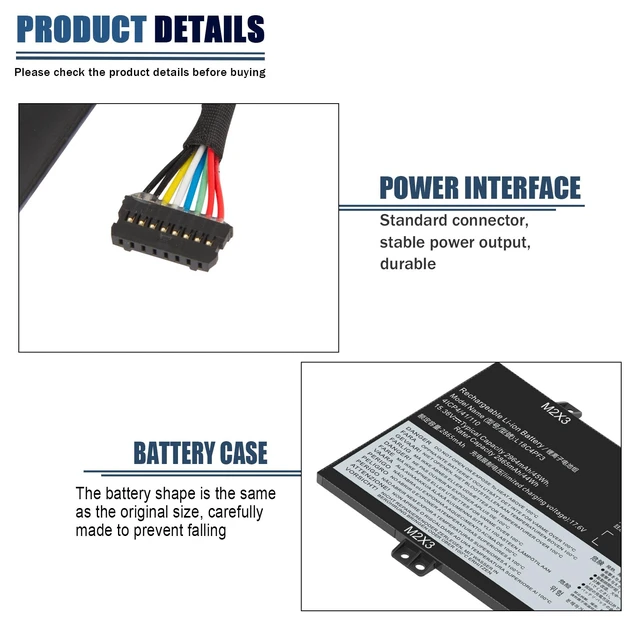 Alt view image 3 of 7 - L18C4PF3 Laptop Battery for Lenovo ideapad C340-14API C340-14IML C340-14IWL S540-14API S540-14IML S540-14IWL Flex-14IML Flex-14IWL Flex-14API L18M4PF3 L18M4PF4 L18C4PF4 81SS000DUS 81SS0005US