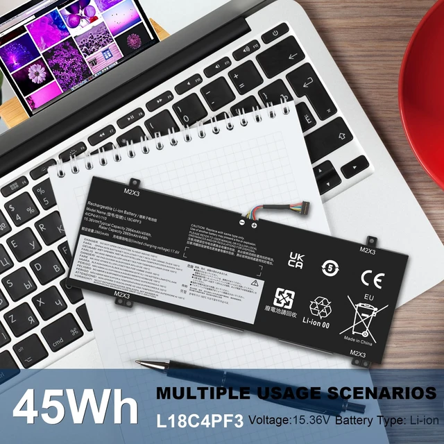 Alt view image 6 of 7 - L18C4PF3 Laptop Battery for Lenovo ideapad C340-14API C340-14IML C340-14IWL S540-14API S540-14IML S540-14IWL Flex-14IML Flex-14IWL Flex-14API L18M4PF3 L18M4PF4 L18C4PF4 81SS000DUS 81SS0005US