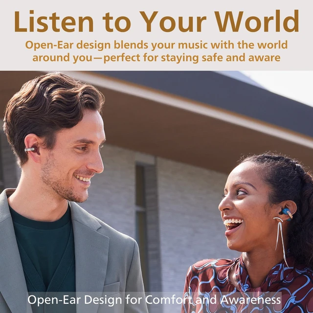 Alt view image 2 of 7 - Nearphones HANP1TW Open Ear True Wireless Headphones, White Bluetooth 5.3, 24H Playback, IPX4 Water Resistant, Built-in Mic, Ear Clip Design