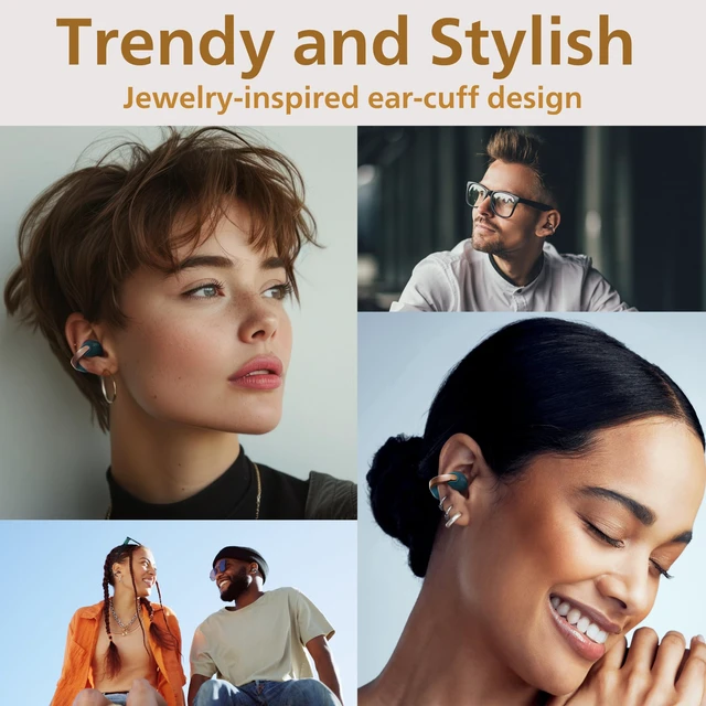Alt view image 3 of 7 - Nearphones HANP1TW Open Ear True Wireless Headphones, White Bluetooth 5.3, 24H Playback, IPX4 Water Resistant, Built-in Mic, Ear Clip Design
