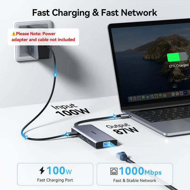 Alt view image 7 of 7 - Laptop USB C Docking Station Dual HDMI Monitors 8K USB C Video USB-C Hub Docking Station 3 Monitors Triple 4K Display USB C to 2 HDMI with USB-C Video 3*10G USB Port PD Ethernet for Dell HP Laptop