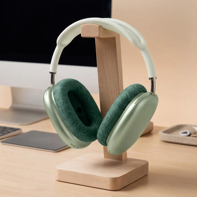 Alt view image 5 of 7 - PadZ Max - Ear Cushions for AirPods Max 1 & 2 Made by Wicked Cushions Soft Fabric, Enhanced Comfort & Unique Style Emerald Tide