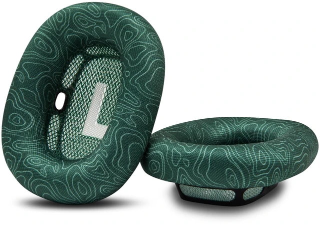 Alt view image 6 of 7 - PadZ Max - Ear Cushions for AirPods Max 1 & 2 Made by Wicked Cushions Soft Fabric, Enhanced Comfort & Unique Style Emerald Tide