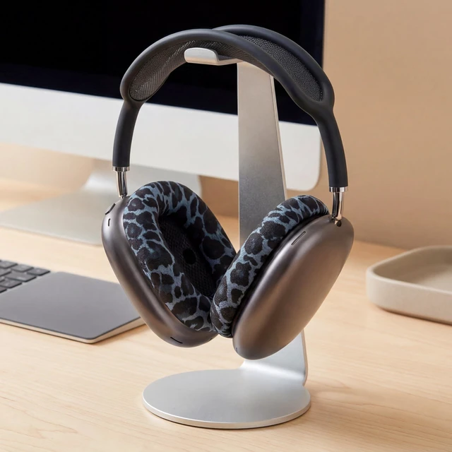 Alt view image 6 of 7 - PadZ Max - Ear Cushions for AirPods Max 1 & 2 Made by Wicked Cushions Soft Fabric, Enhanced Comfort & Unique Style Grey Leopard