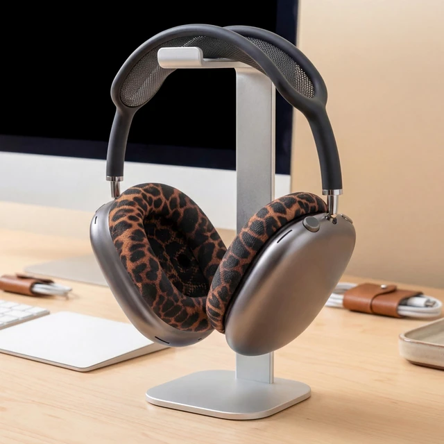Alt view image 6 of 7 - PadZ Max - Ear Cushions for AirPods Max 1 & 2 Made by Wicked Cushions Soft Fabric, Enhanced Comfort & Unique Style Leopard