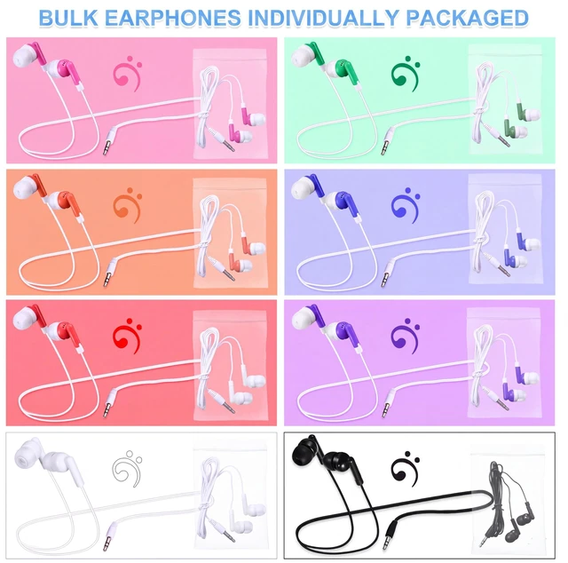 Alt view image 2 of 7 - 240 Pack Wired Earbuds Bulk with 3.5mm Jack, Vibrant Colors In-ear Headphones for Classroom, Individually Bagged Earphones Bulk for School Students, Kids Supplies