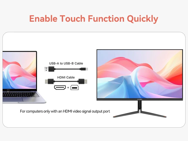 Alt view image 3 of 7 - 24 Inch Touchscreen Monitor, 10 Point Touch, FHD 1080P 75Hz IPS Screen, 100% SRGB, VESA Wall Mountable, Tilt Adjustment, VGA HDMI USB for PC, Laptop Business & Work Station, Warehouse