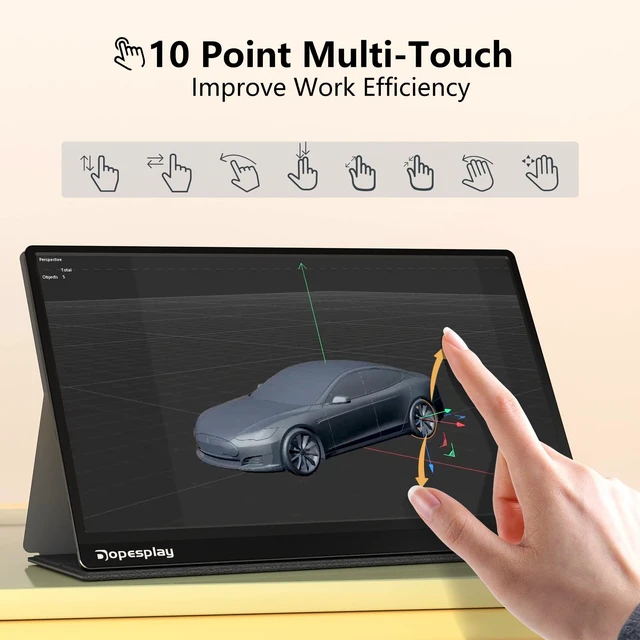 Alt view image 3 of 7 - 15.6" Touchscreen Portable Monitor with 5000mAh Battery, 1080P IPS Second Display Screen Extender, USB-C & HDMI for Laptop, MacBook, Phone, PS4/5, Xbox, Switch (No Touch on iPhone)