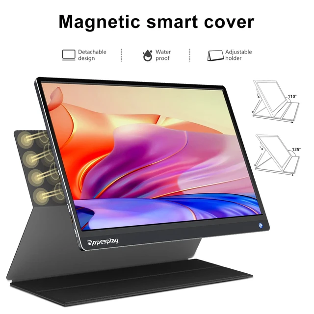 Alt view image 7 of 7 - 15.6" Touchscreen Portable Monitor with 5000mAh Battery, 1080P IPS Second Display Screen Extender, USB-C & HDMI for Laptop, MacBook, Phone, PS4/5, Xbox, Switch (No Touch on iPhone)