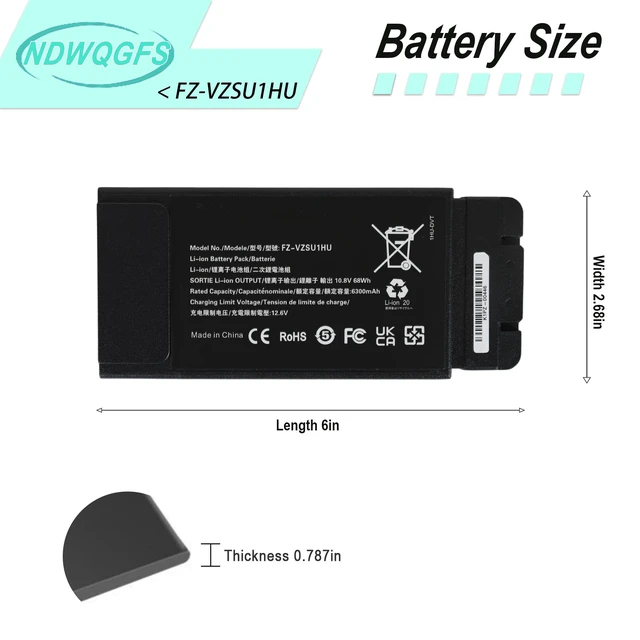Alt view image 5 of 7 - FZ-VZSU1HU Battery Replacement for Panasonic Toughbook 55 FZ-55 Mk1 Mk2 10.8V 68Wh 6300mAh Li-Polymer panasonic fz-55 Battery