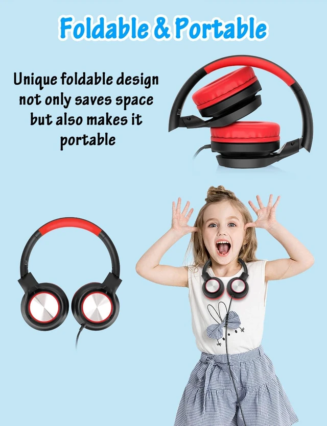 Alt view image 6 of 7 - Kids Headphones with Microphone, Wired Over Ear Headsets with Limited Volume 85dB/ 94dB for Boys Girls Teens Children Online School/Travel/iPad/Tablet/Cellphone