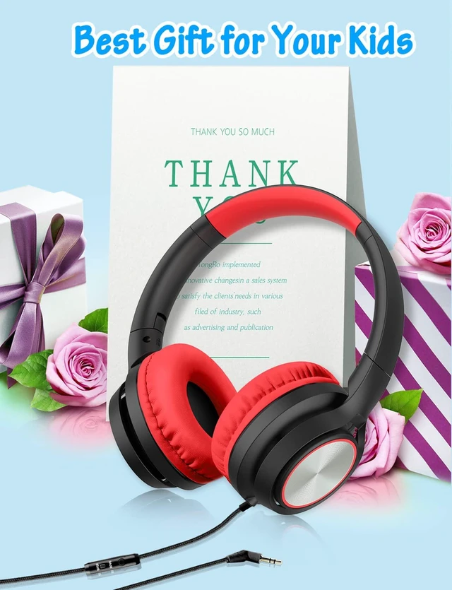 Alt view image 7 of 7 - Kids Headphones with Microphone, Wired Over Ear Headsets with Limited Volume 85dB/ 94dB for Boys Girls Teens Children Online School/Travel/iPad/Tablet/Cellphone